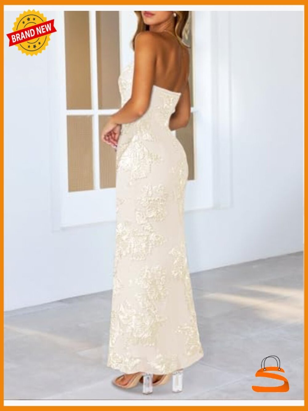 Strapless Floral Maxi Dress Bodycon Formal Cocktail Mermaid - Picture 4 of 7